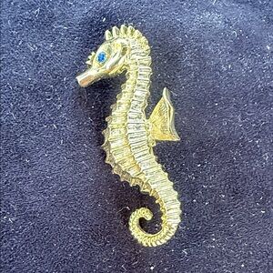 Seahorse Brooch with Blue Eye